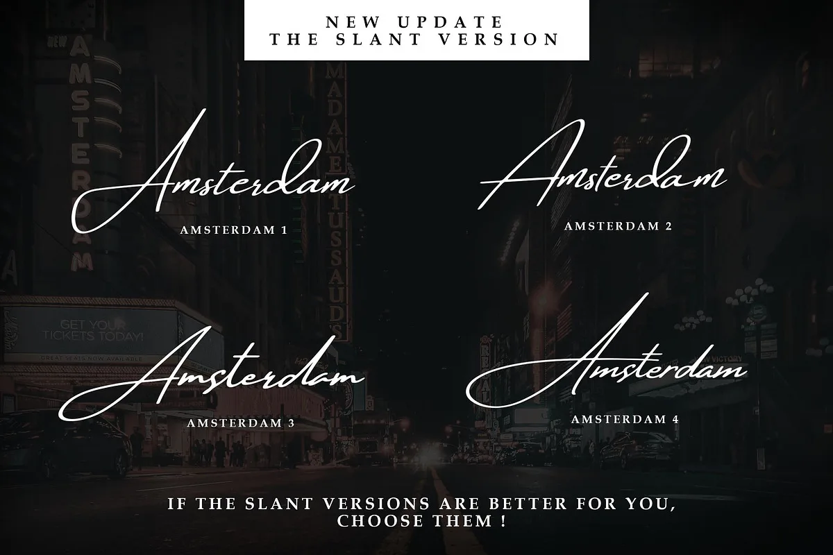Amsterdam font used in a design mockup