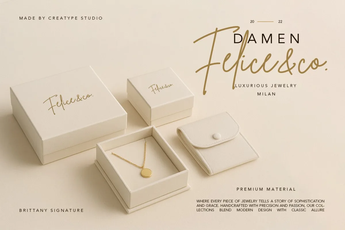 Brittany Signature font alphabet, numbers and glyphs