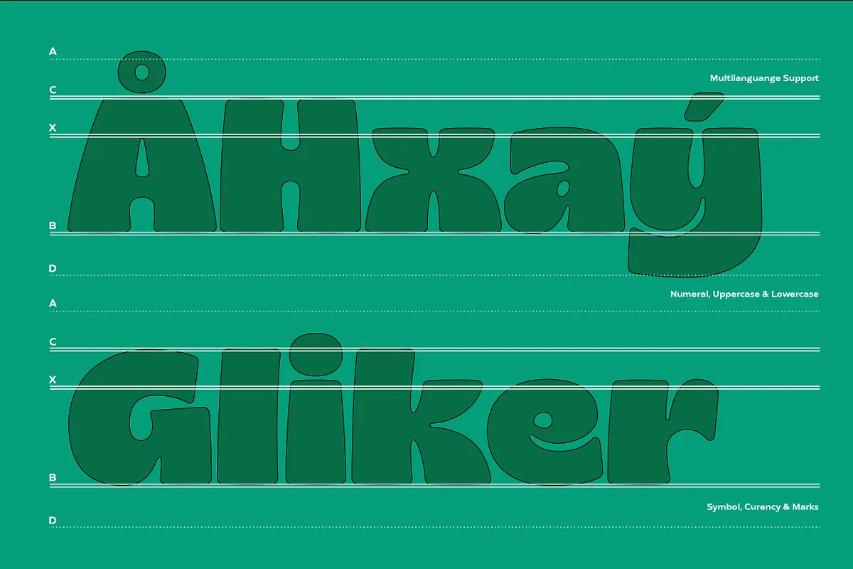 Gliker Font Free Download | Fontelement.com Gliker font sample showing its rounded Hobo-inspired letterforms