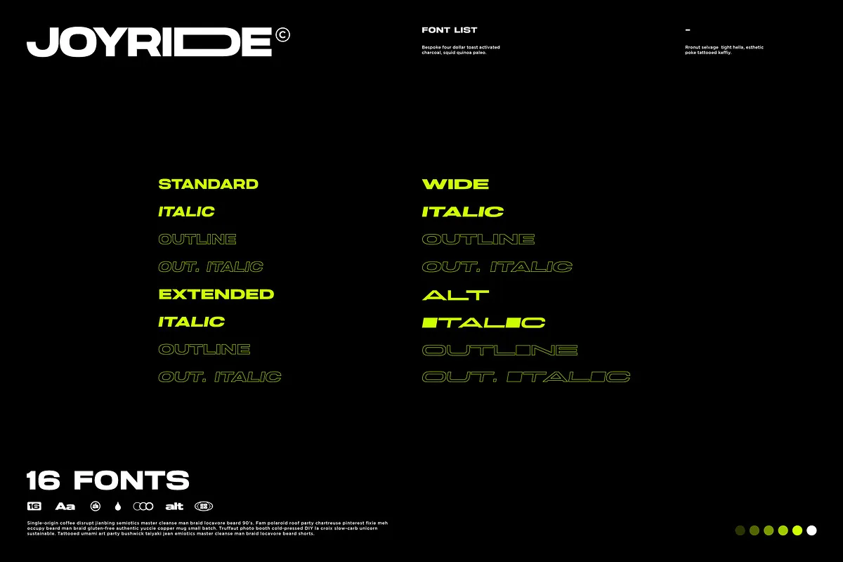 Joyride font preview — sample text