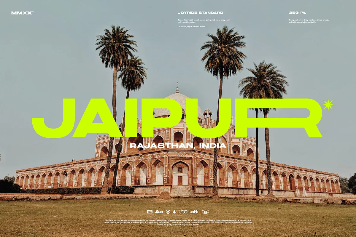 Joyride font alphabet, numbers and glyphs