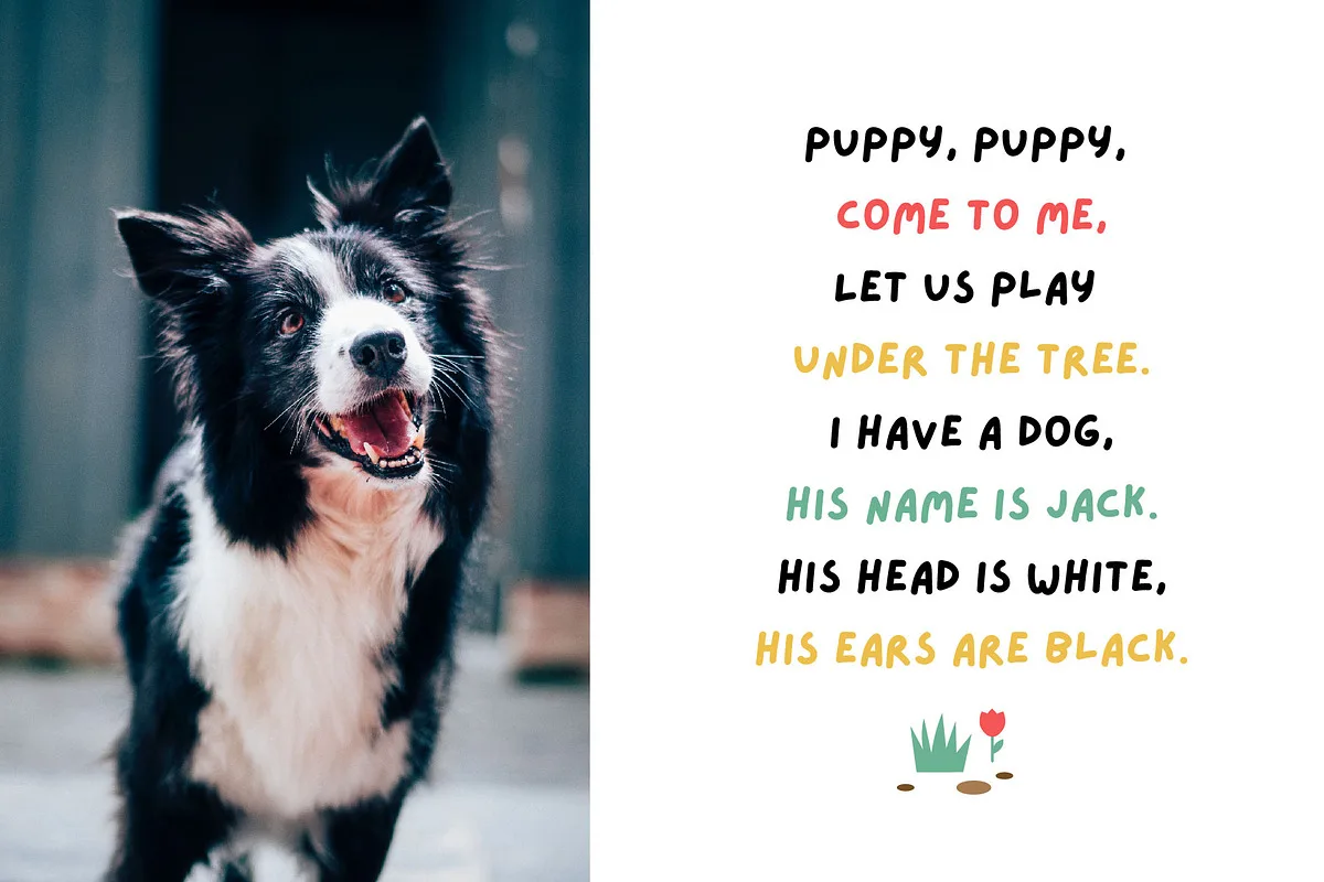 Lazydog Font Free Download | Fontelement.com Lazydog font used in a childrens rhyme design with dog photo