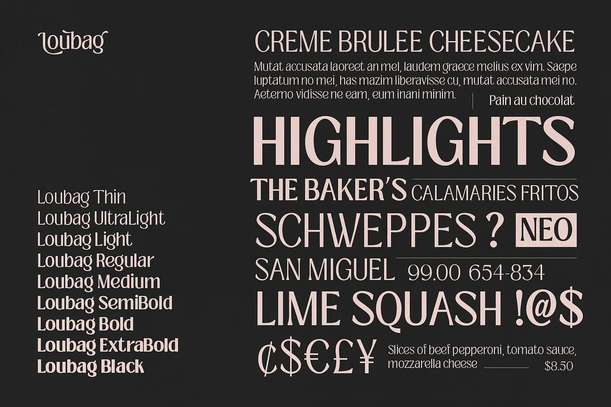 Loubag font style preview