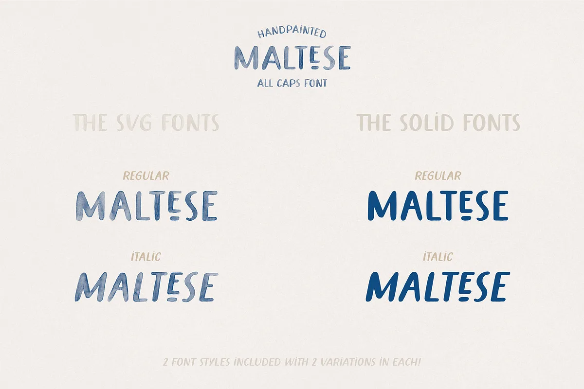 Maltese font alphabet, numbers and glyphs