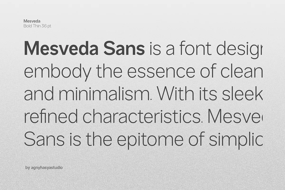 Mesveda font alphabet, numbers and glyphs