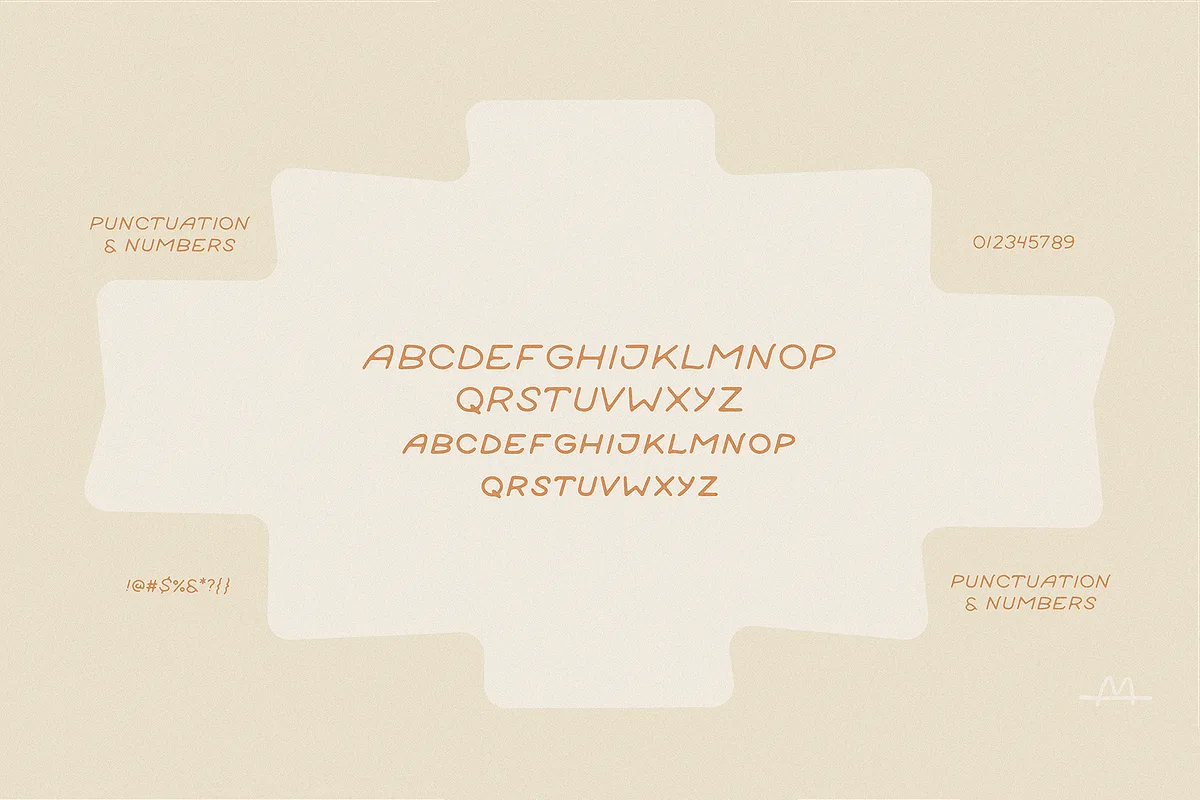 Santa Fe font alphabet, numbers and glyphs