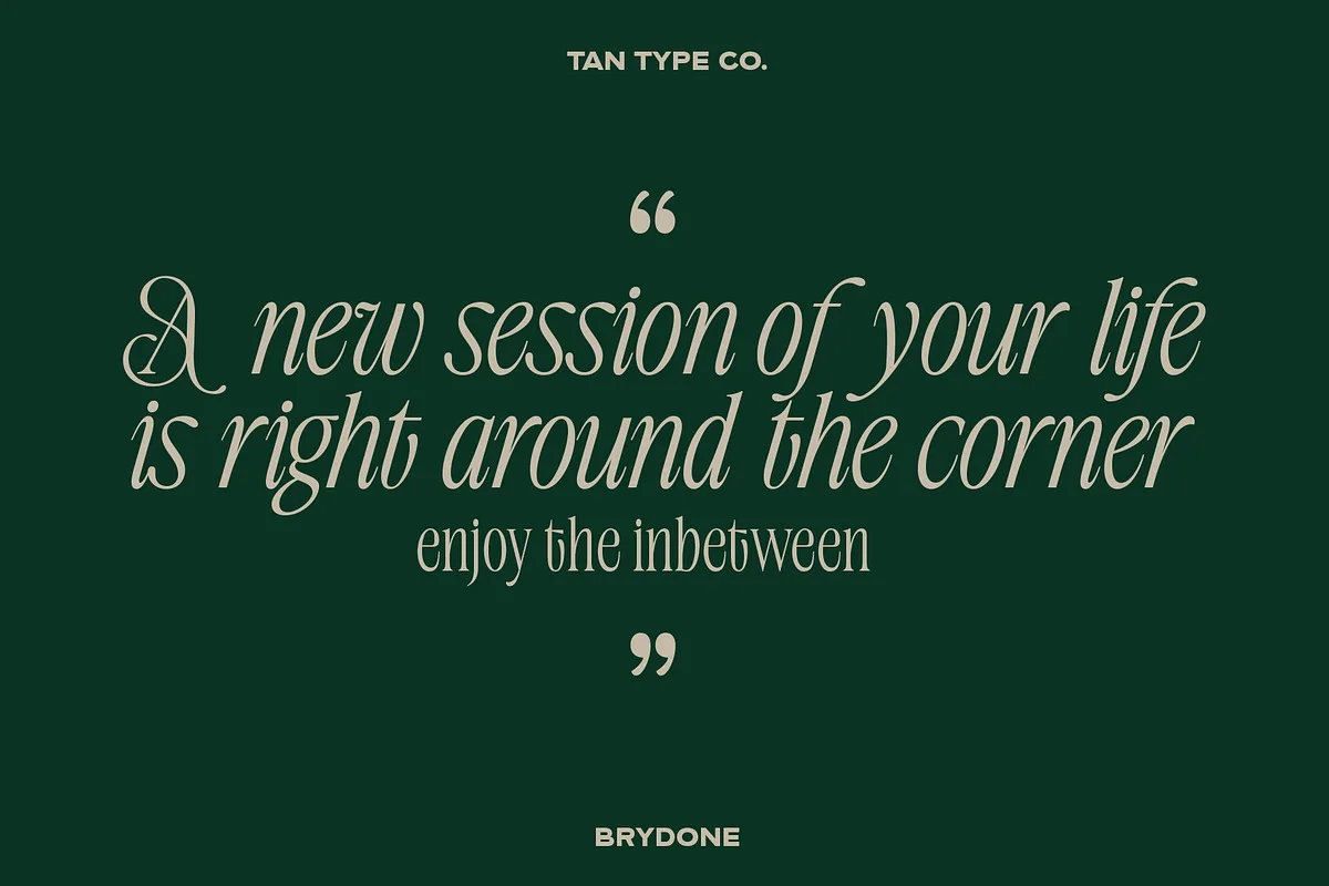 TAN – BRYDONE font alphabet, numbers and glyphs