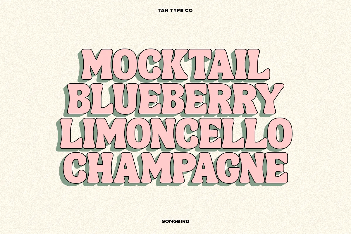 Tan Songbird font preview — sample text