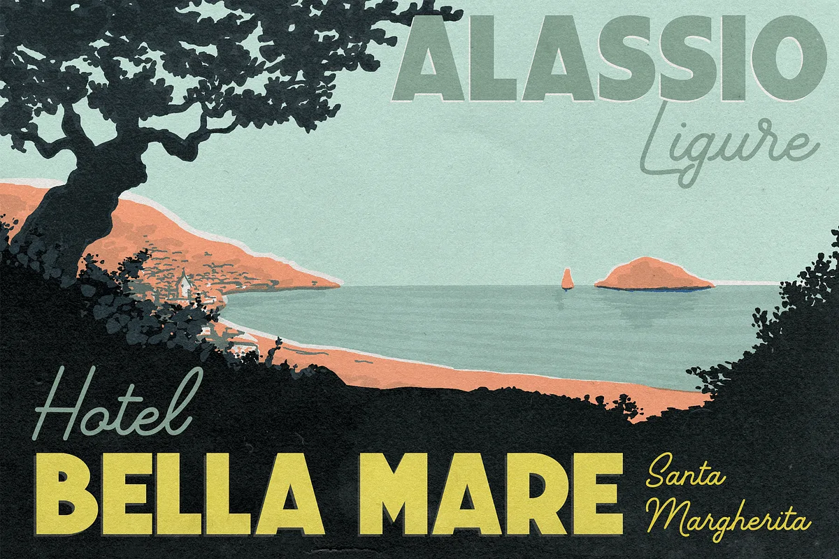 Travel Poster font alphabet, numbers and glyphs